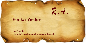 Roska Andor névjegykártya
